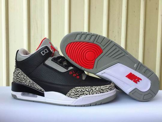 (image for) Nike Air Jordan 3 RETRO Black Grey Red Men's Shoes-06